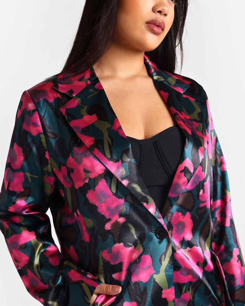 Satin longline blazer top